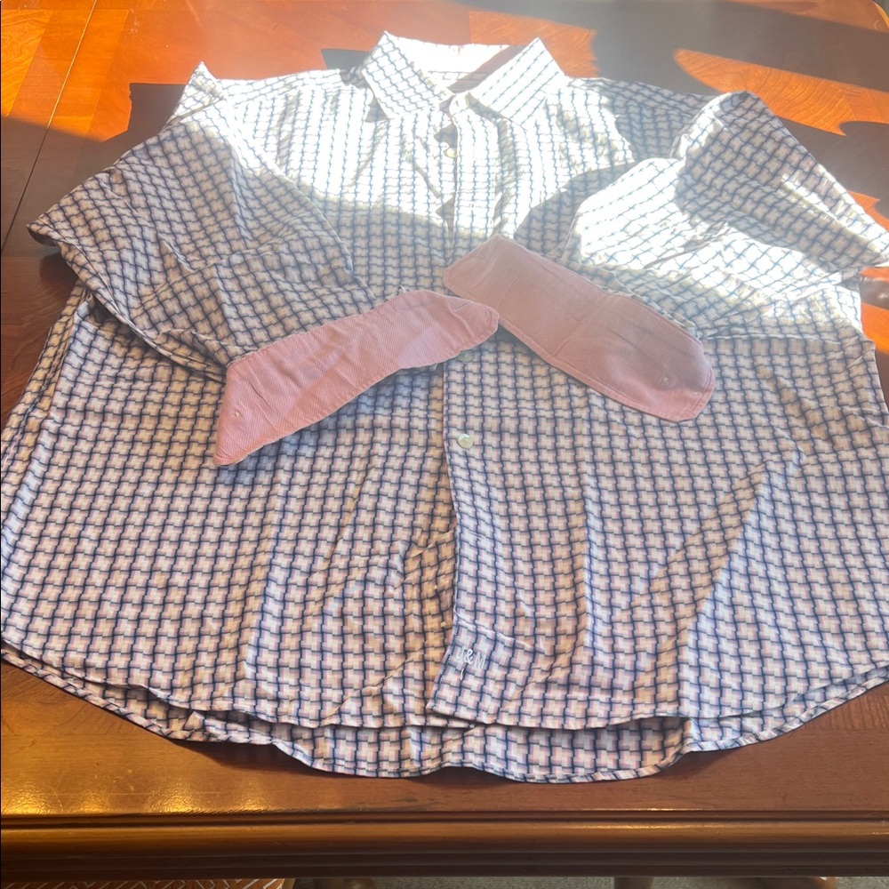 Men's Blue and Pink Dress Shirt